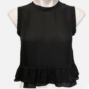 NWT Rebecca Minkoff Tanya black babydoll peplum top